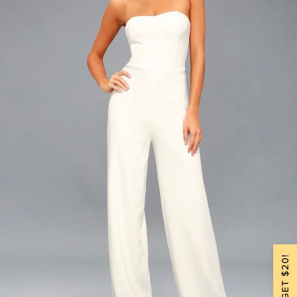 Lulus Edith White Strapless Jumpsuit - Bridal or wedding